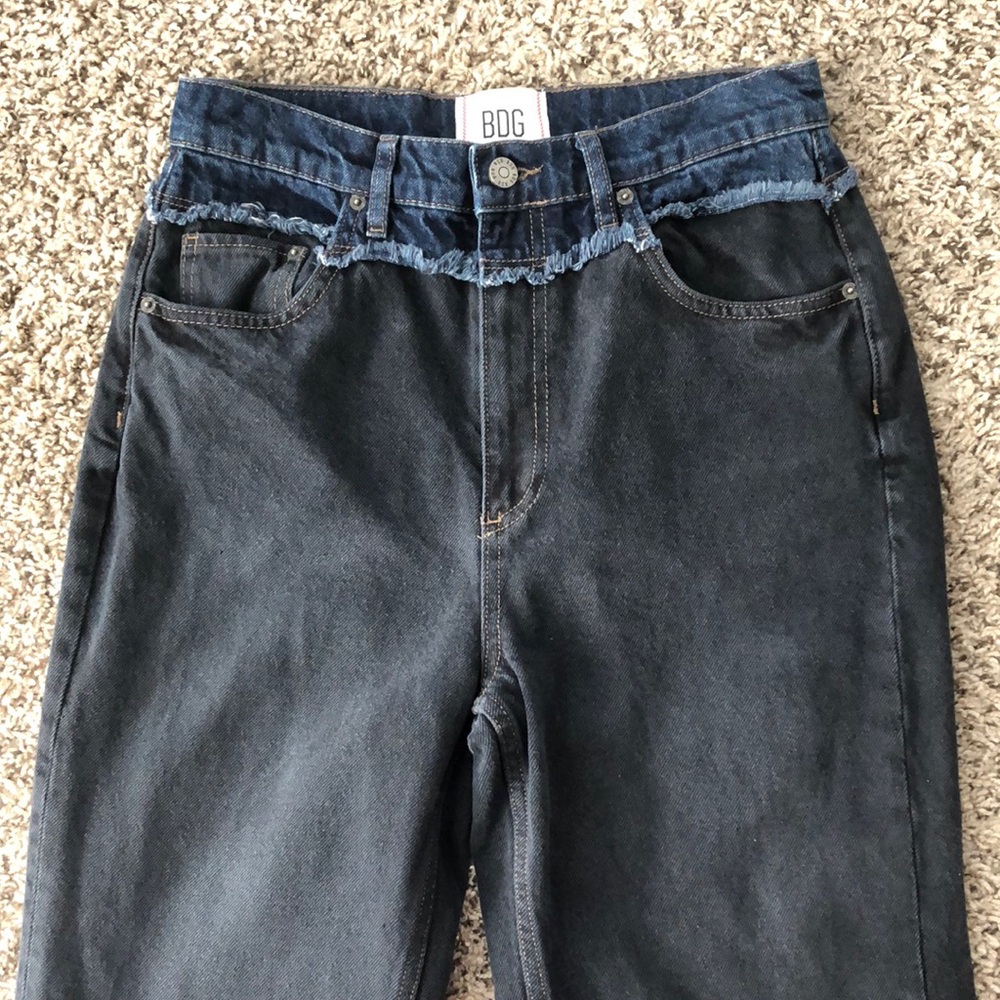 BDG Urban Outfitters Jean Wide Leg Split Hem High Waist SZ 28 Black Blue